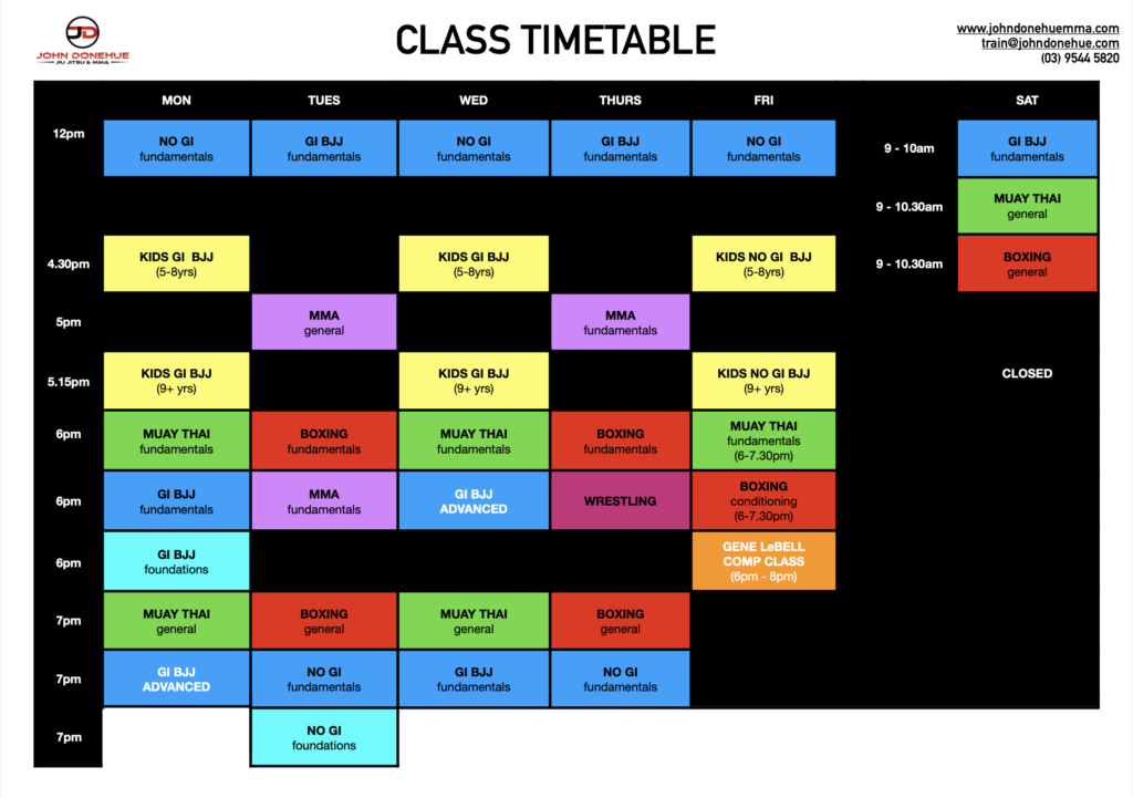 JDMMA Timetable 9 July 2025