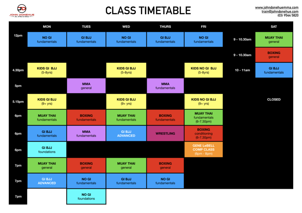 JD Timetable 2026